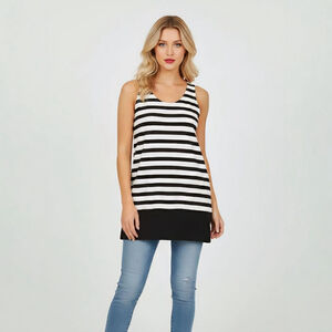 American Eagle XS Black and White Striped Racerback Tie Tank Top